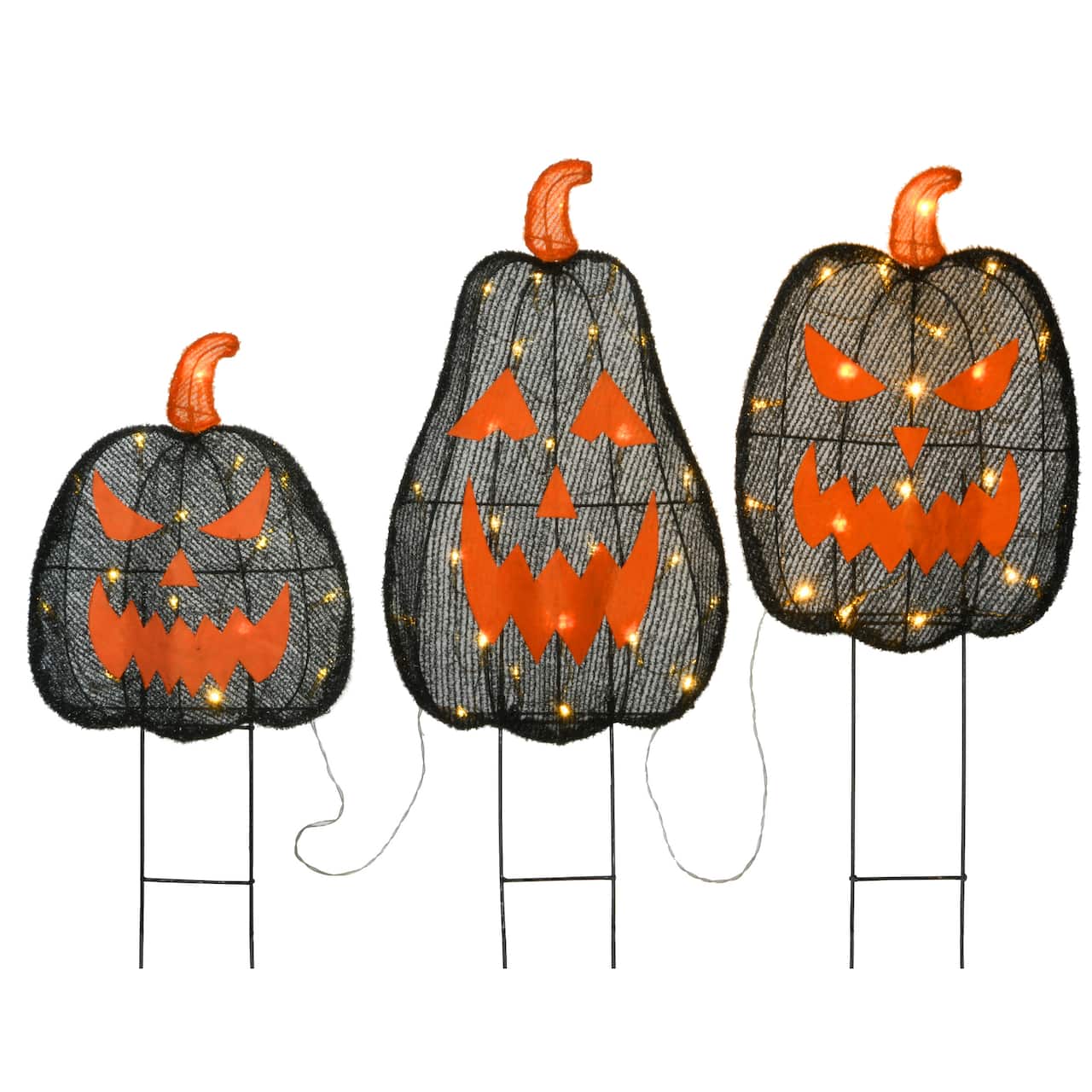 35" Black LED Jack-O-Lantern Halloween Garden Stakes